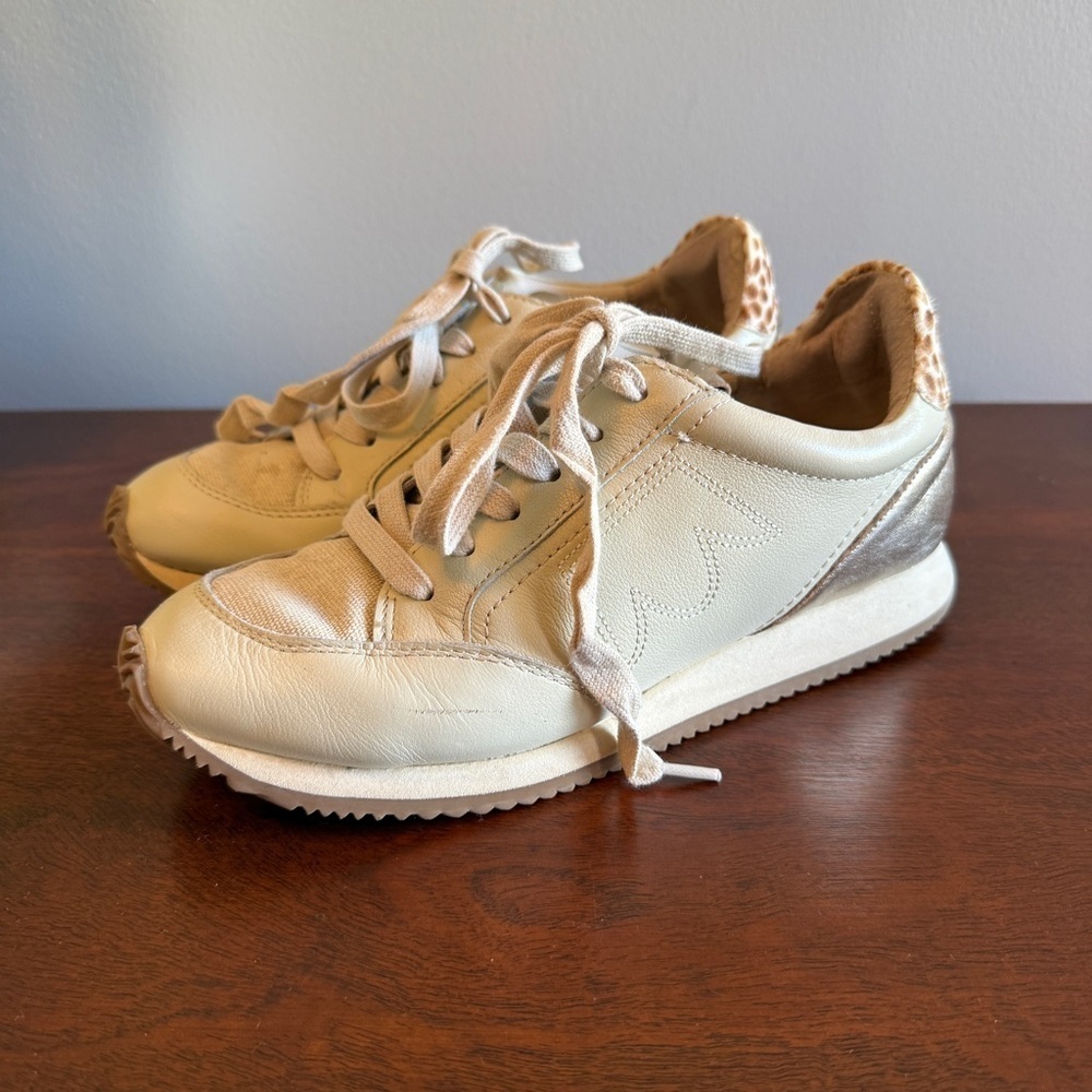 Birdies Cream, Gold & Animal Print Sneakers – Women’s Size 6.5